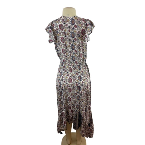 Perry Walker Womens Multicolor Floral Print Midi Dress With Tassel Sz S-M - Picture 3 of 10